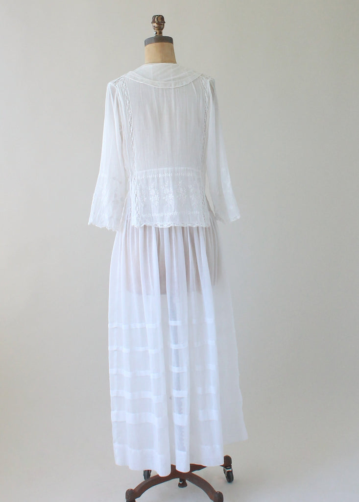 Antique 1910s Sheer White Cotton Lawn Party Dress | Raleigh Vintage