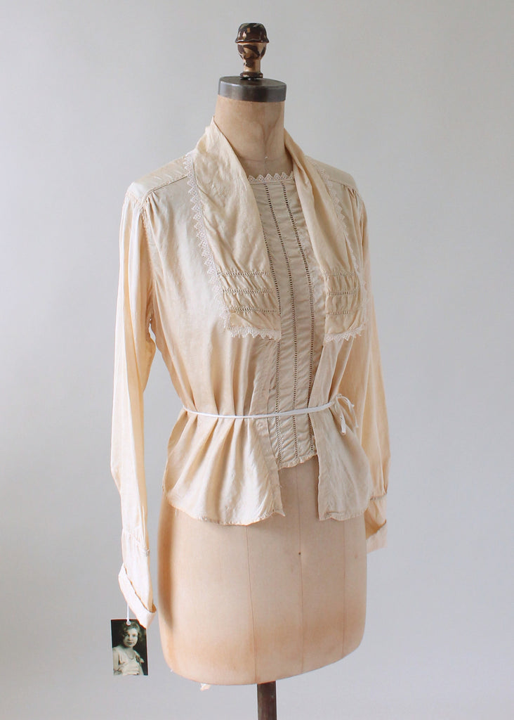 Edwardian Ecru Silk and Lace Blouse | Raleigh Vintage