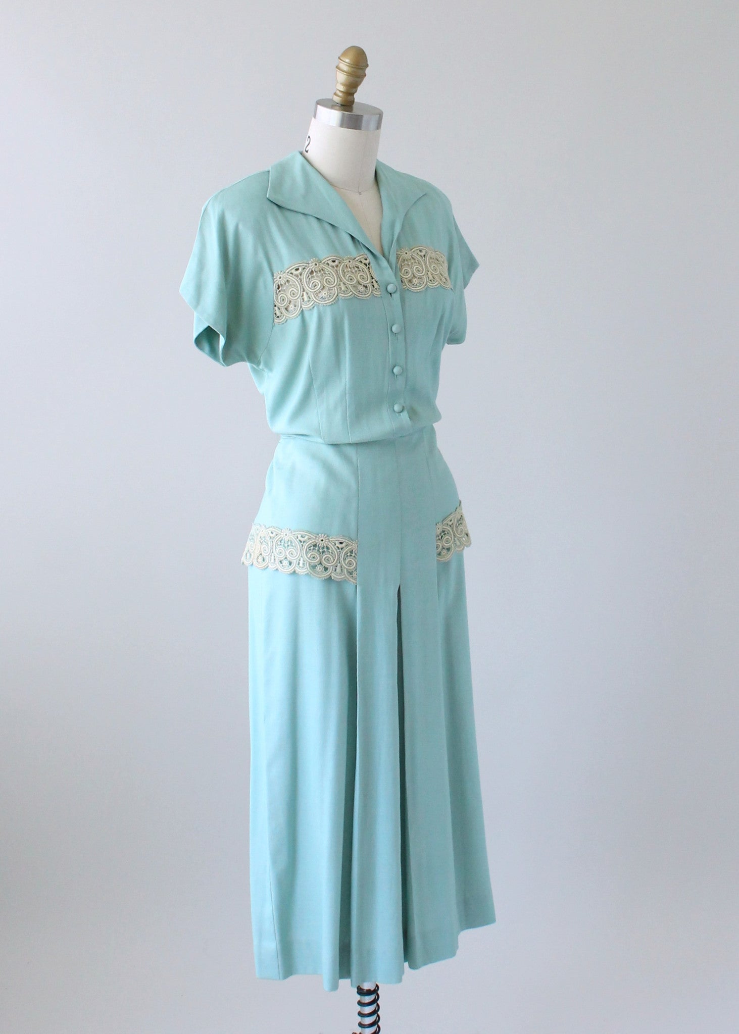 Vintage 1940s Minty Minx Modes Day Dress - Raleigh Vintage