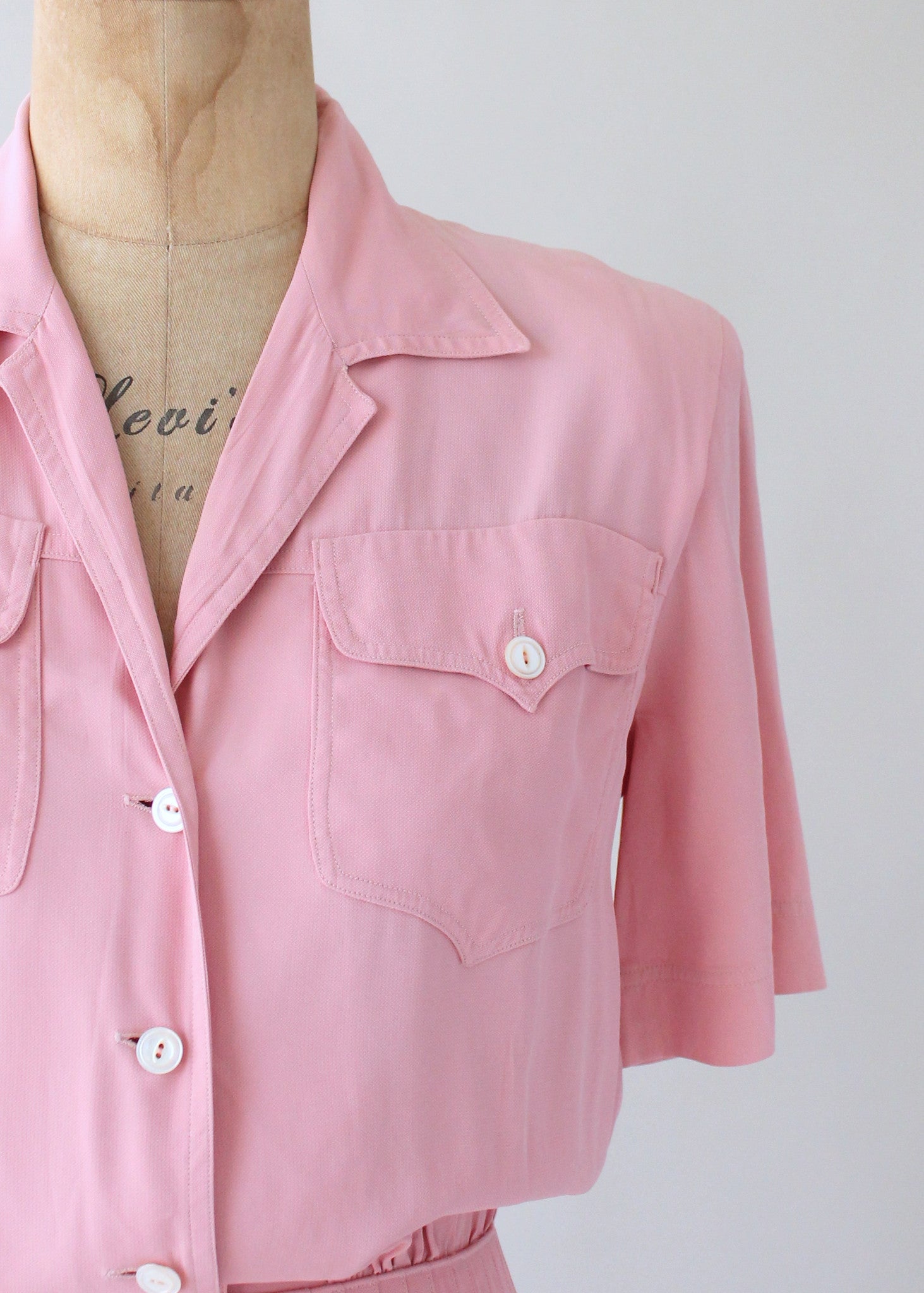 Vintage 1940s Pink Rayon Sportswear Dress - Raleigh Vintage