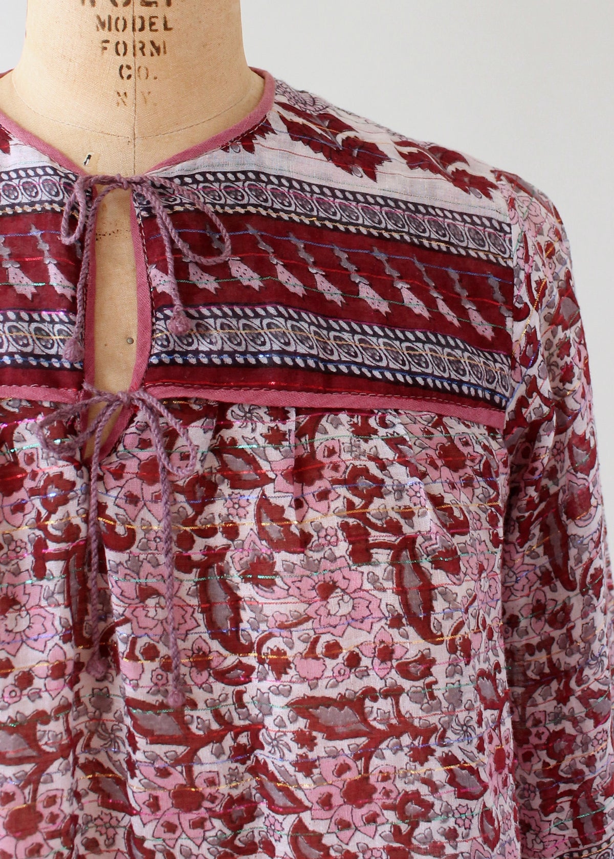Vintage 1970s Indian Cotton Boho Shirt with Metallic Stripes - Raleigh ...