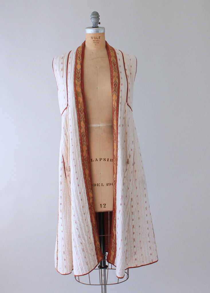 Vintage 1970s Quilted Indian Cotton Dress Length Vest | Raleigh Vintage