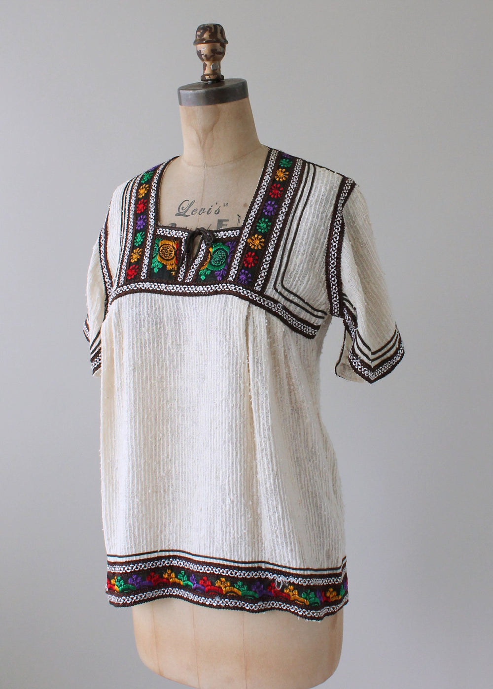 Vintage 1970s Embroidered Nubbly Cotton Shirt - Raleigh Vintage