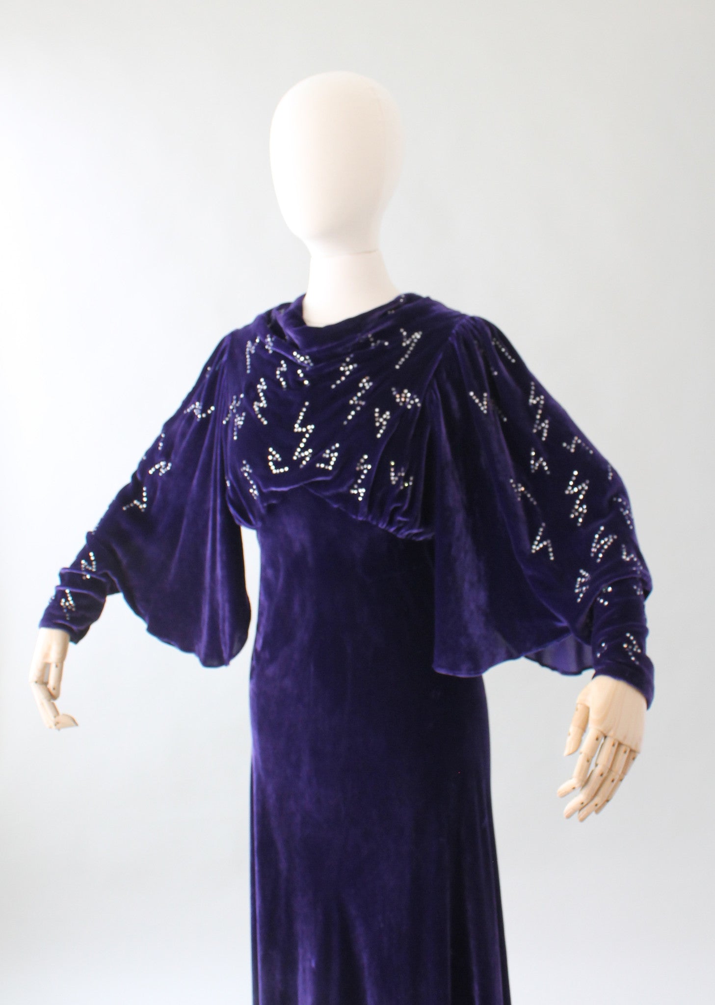 violet evening gown