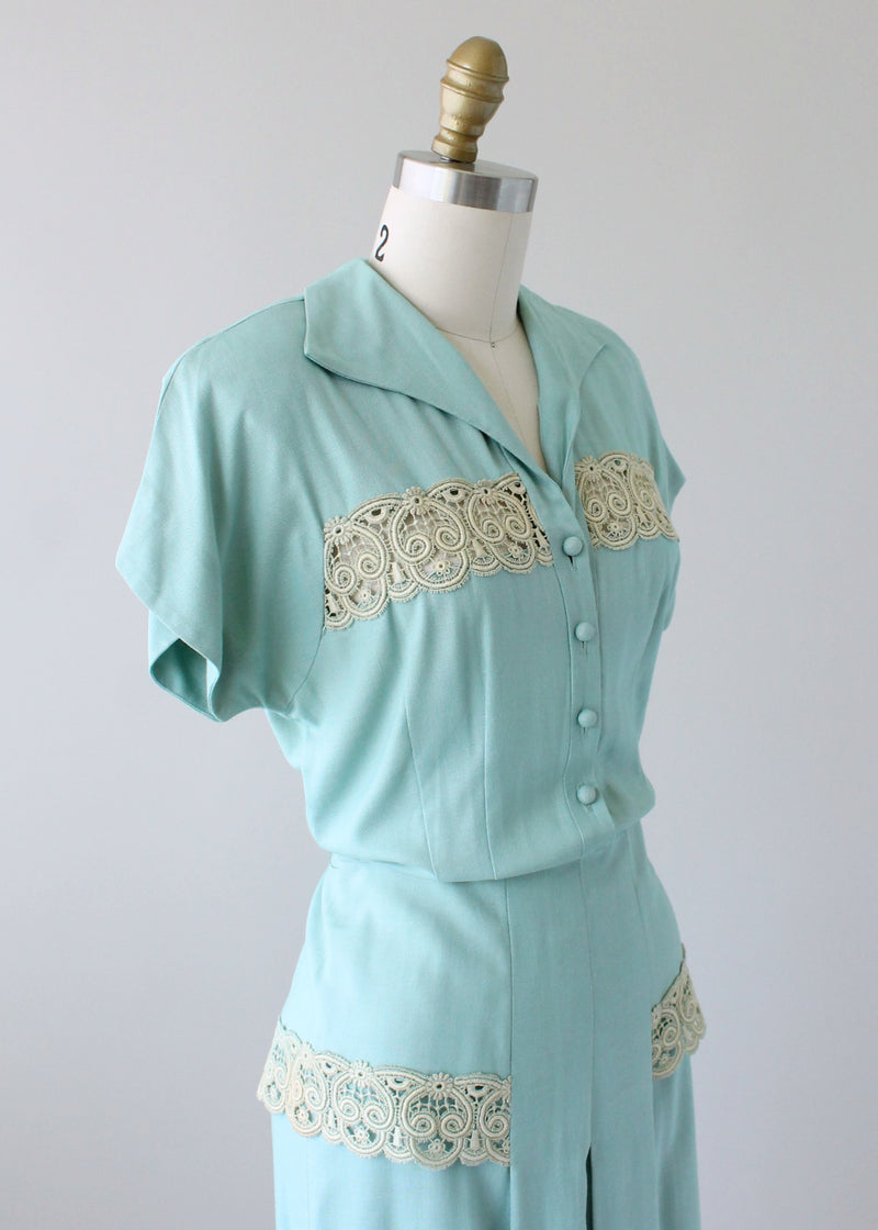Vintage 1940s Minty Minx Modes Day Dress - Raleigh Vintage