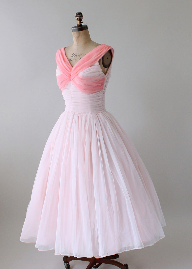 Vintage 1950s Two Tone Pink Chiffon Party Dress | Raleigh Vintage