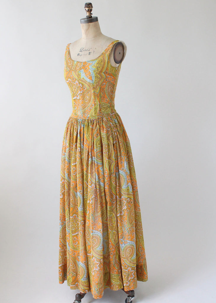 Vintage 1960s Paisley Cotton Maxi Sundress | Raleigh Vintage