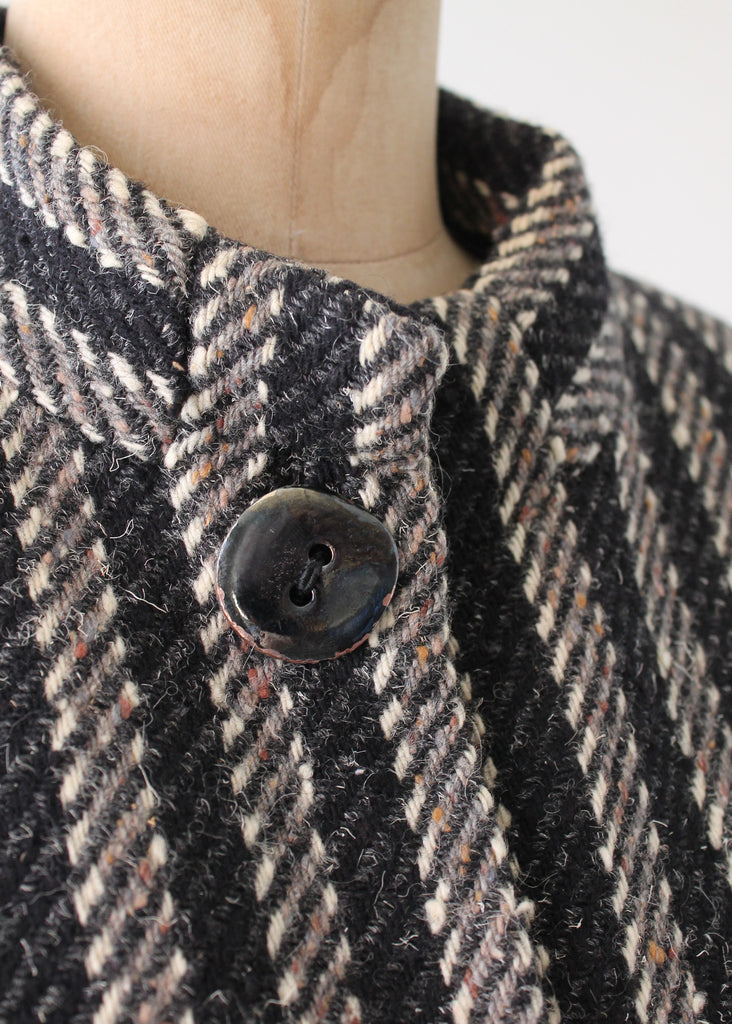 Vintage 1970s Trigere Striped Wool Tweed Coat | Raleigh Vintage