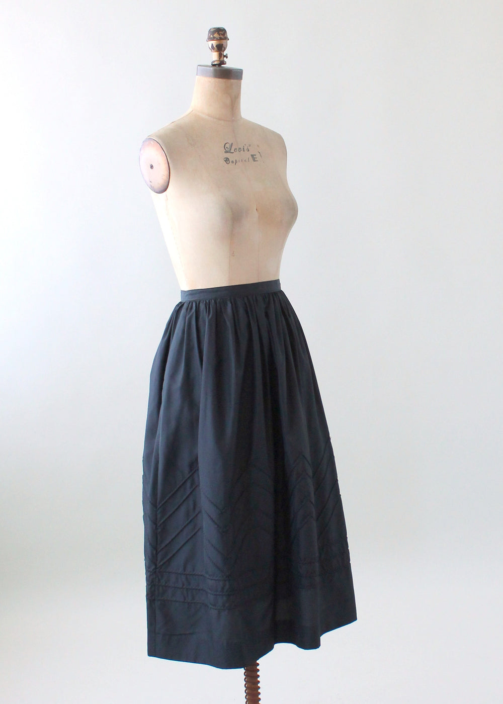 Vintage 1970s Embroidered Black Nylon Skirt - Raleigh Vintage