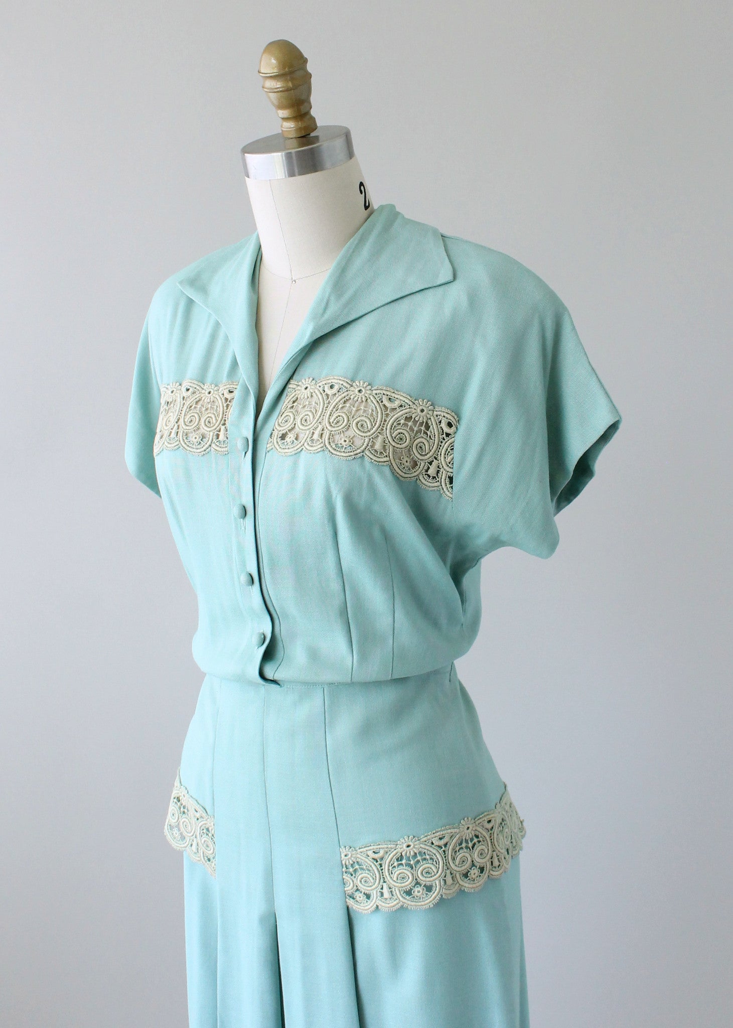 Vintage 1940s Minty Minx Modes Day Dress - Raleigh Vintage