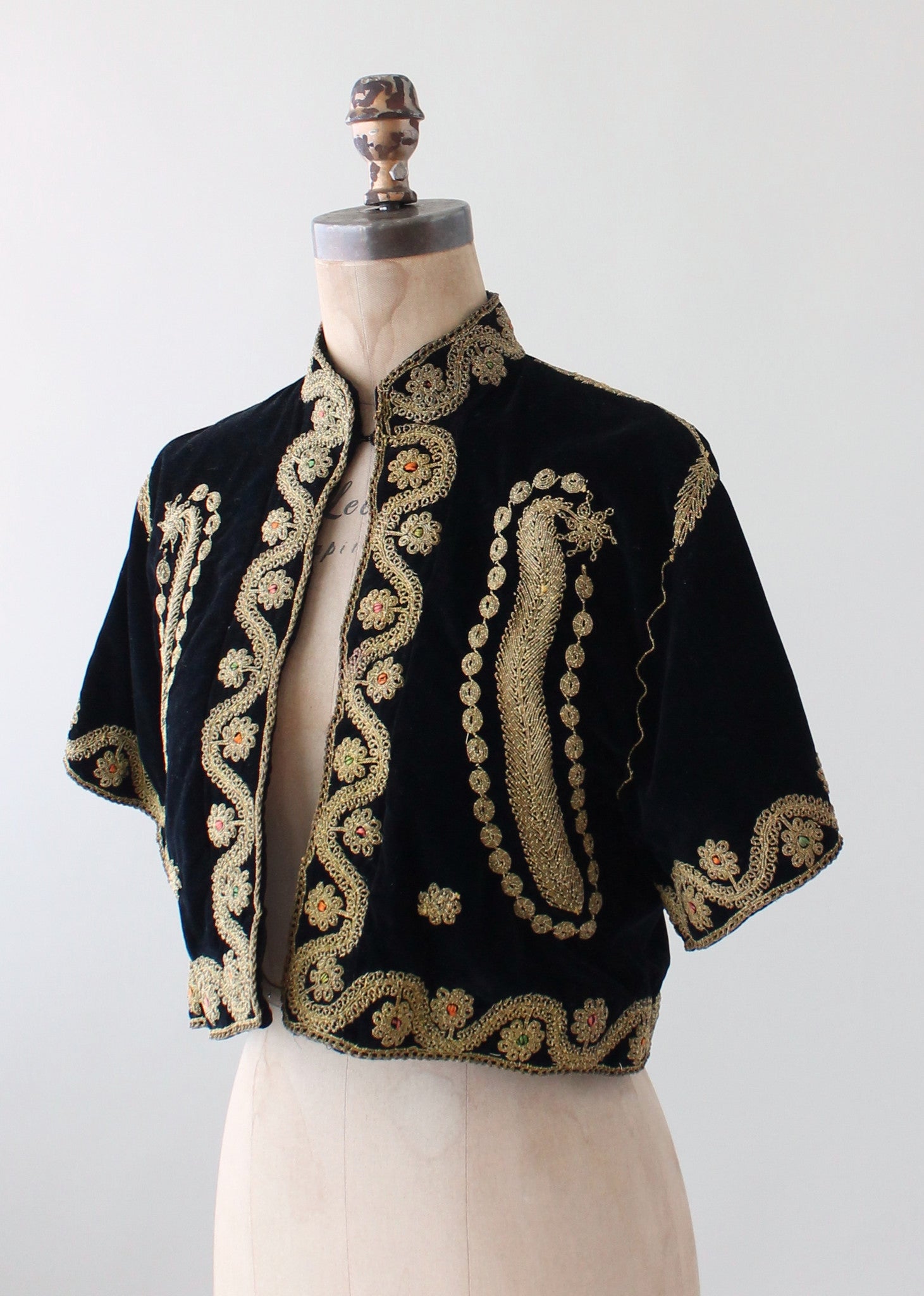 Vintage 1940s Embroidered Velvet Palestinian Jacket - Raleigh Vintage