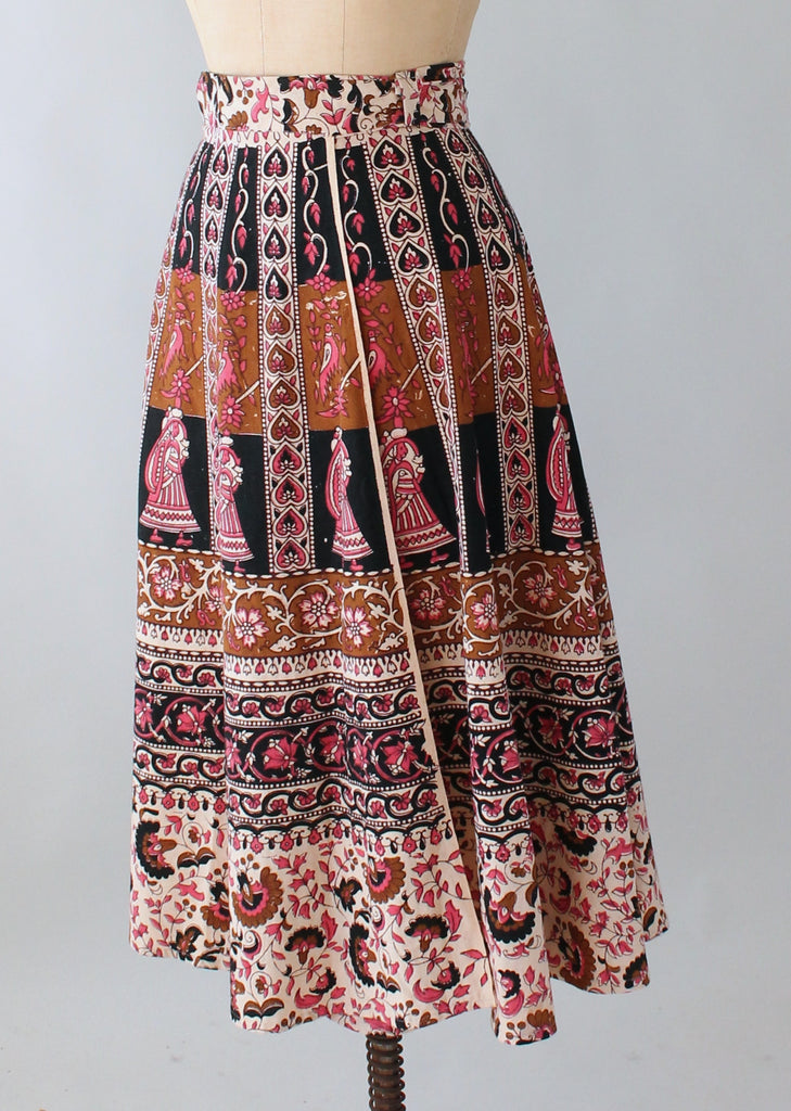 Vintage 1970s Indian Cotton Block Print Wrap Skirt | Raleigh Vintage