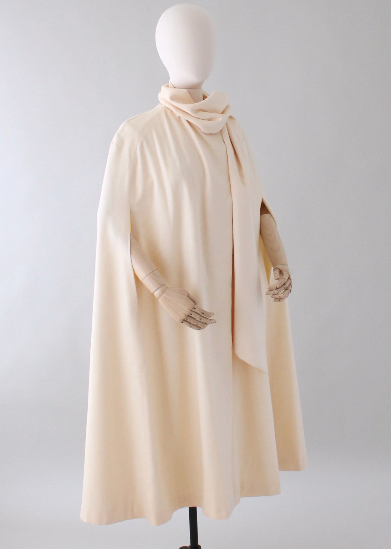 Vintage 1970s Winter White Long Cape - Raleigh Vintage
