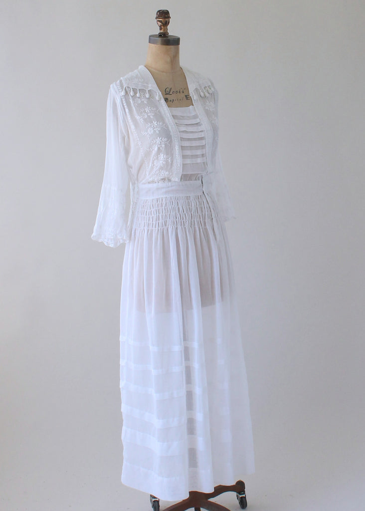 Antique 1910s Sheer White Cotton Lawn Party Dress | Raleigh Vintage