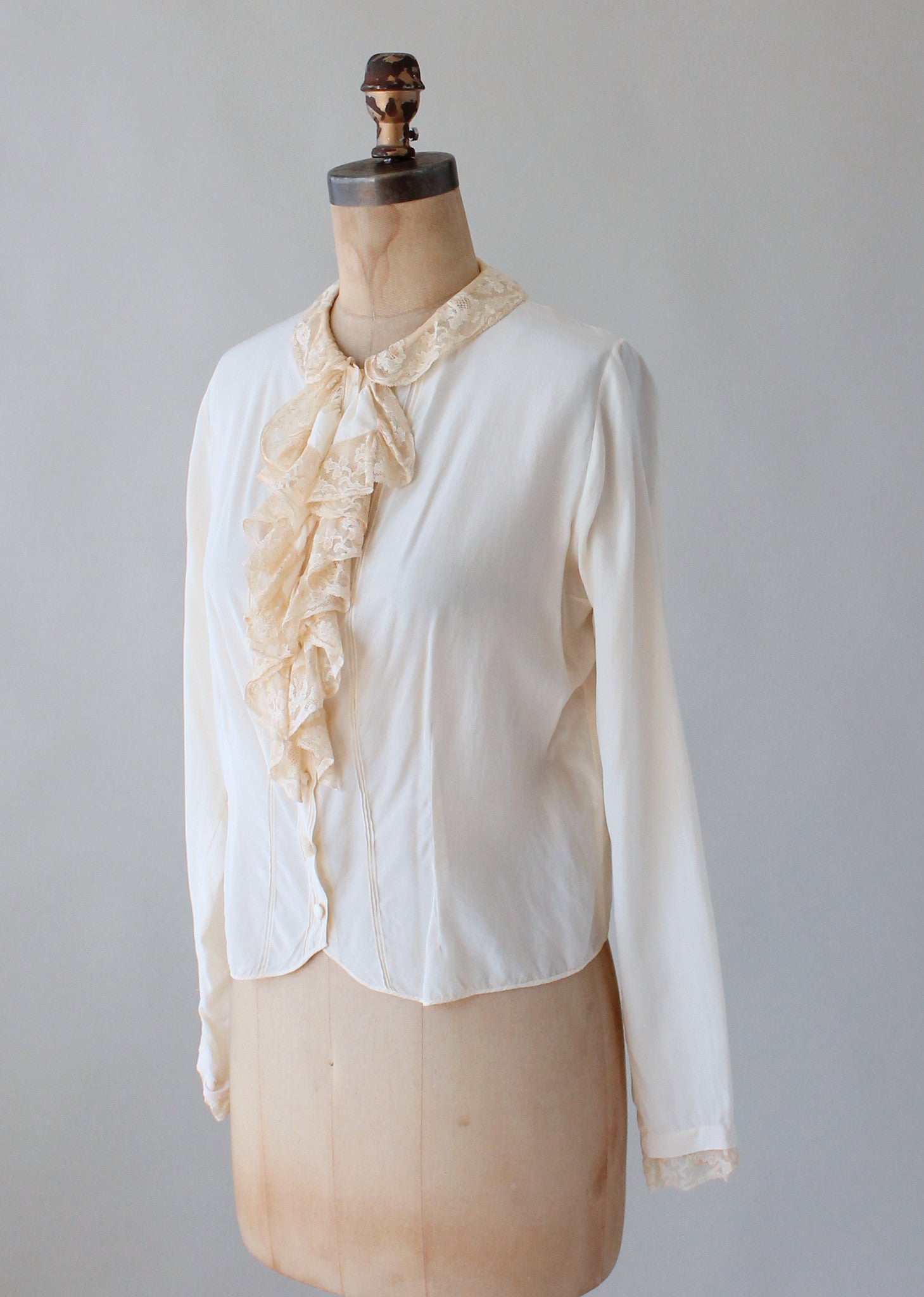 Vintage 1920s Silk and Lace Parisian Blouse - Raleigh Vintage