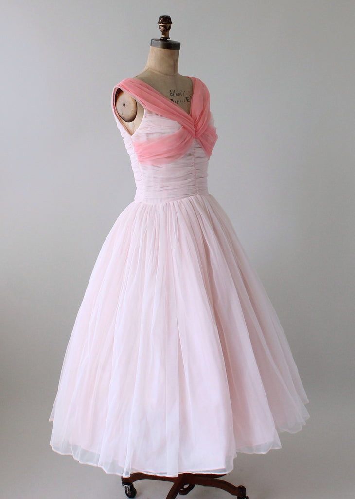 Vintage 1950s Two Tone Pink Chiffon Party Dress | Raleigh Vintage
