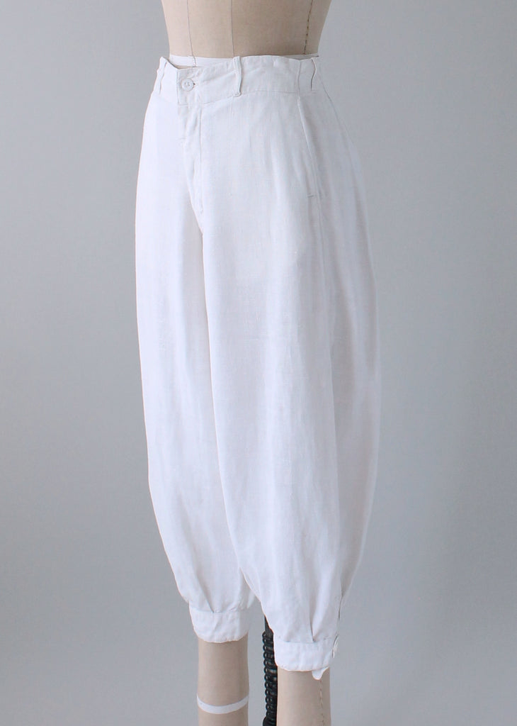 Vintage 1920s White Linen Plus Fours Breeches | Raleigh Vintage