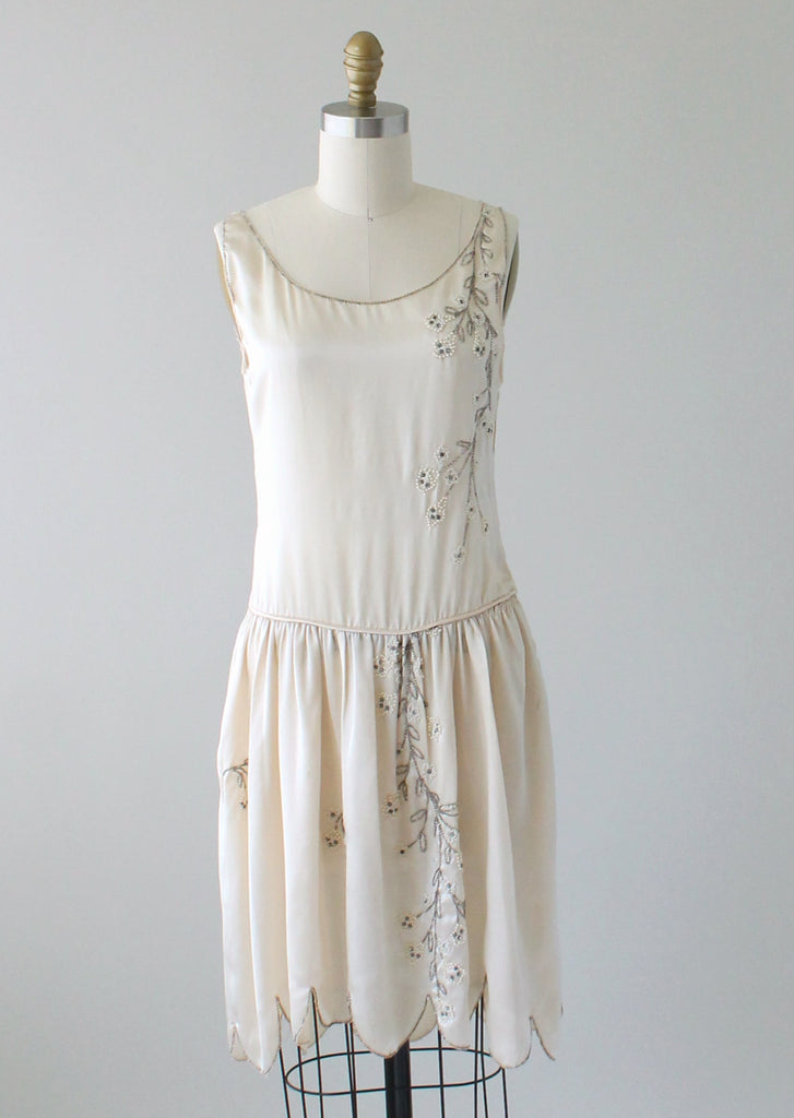 Vintage 1920s Beaded Silk Wedding Dress | Raleigh Vintage