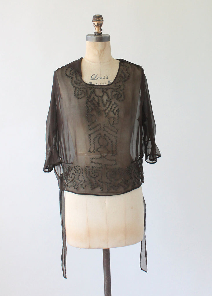 Vintage 1920s Brown Silk Soutache Blouse | Raleigh Vintage