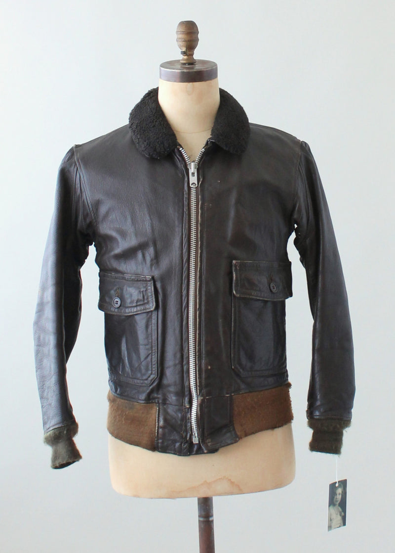 Vintage 1950s USN Leather Flight Jacket - Raleigh Vintage