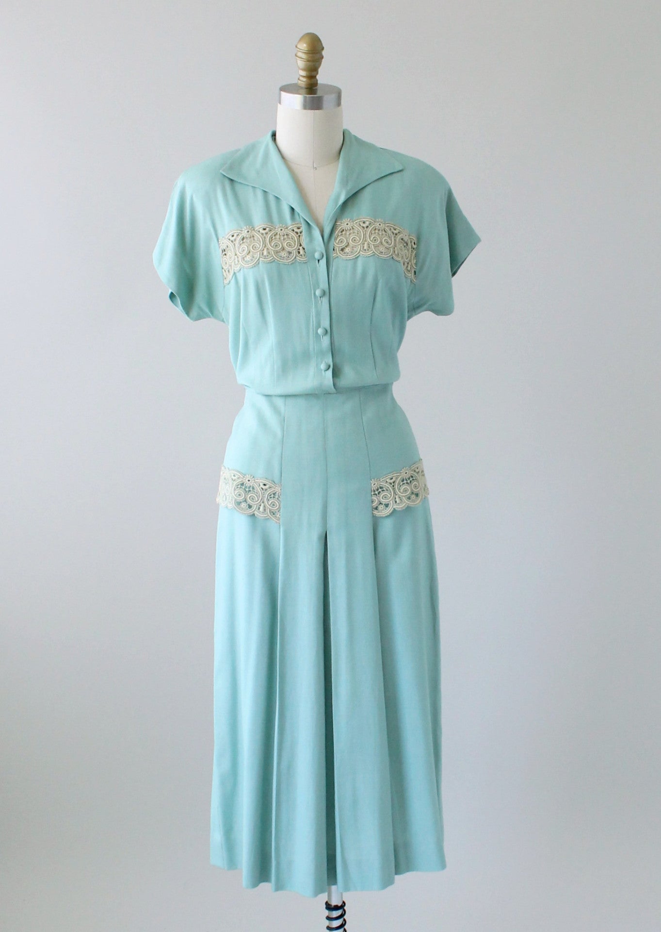 Vintage 1940s Minty Minx Modes Day Dress - Raleigh Vintage