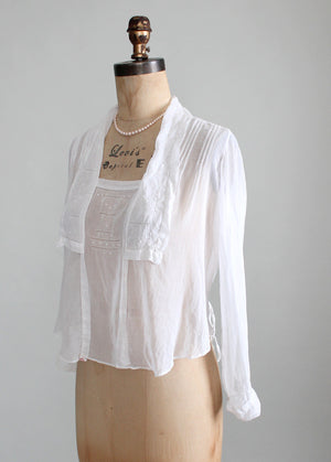 Vintage Edwardian White Gossamer Cotton Blouse - Raleigh Vintage