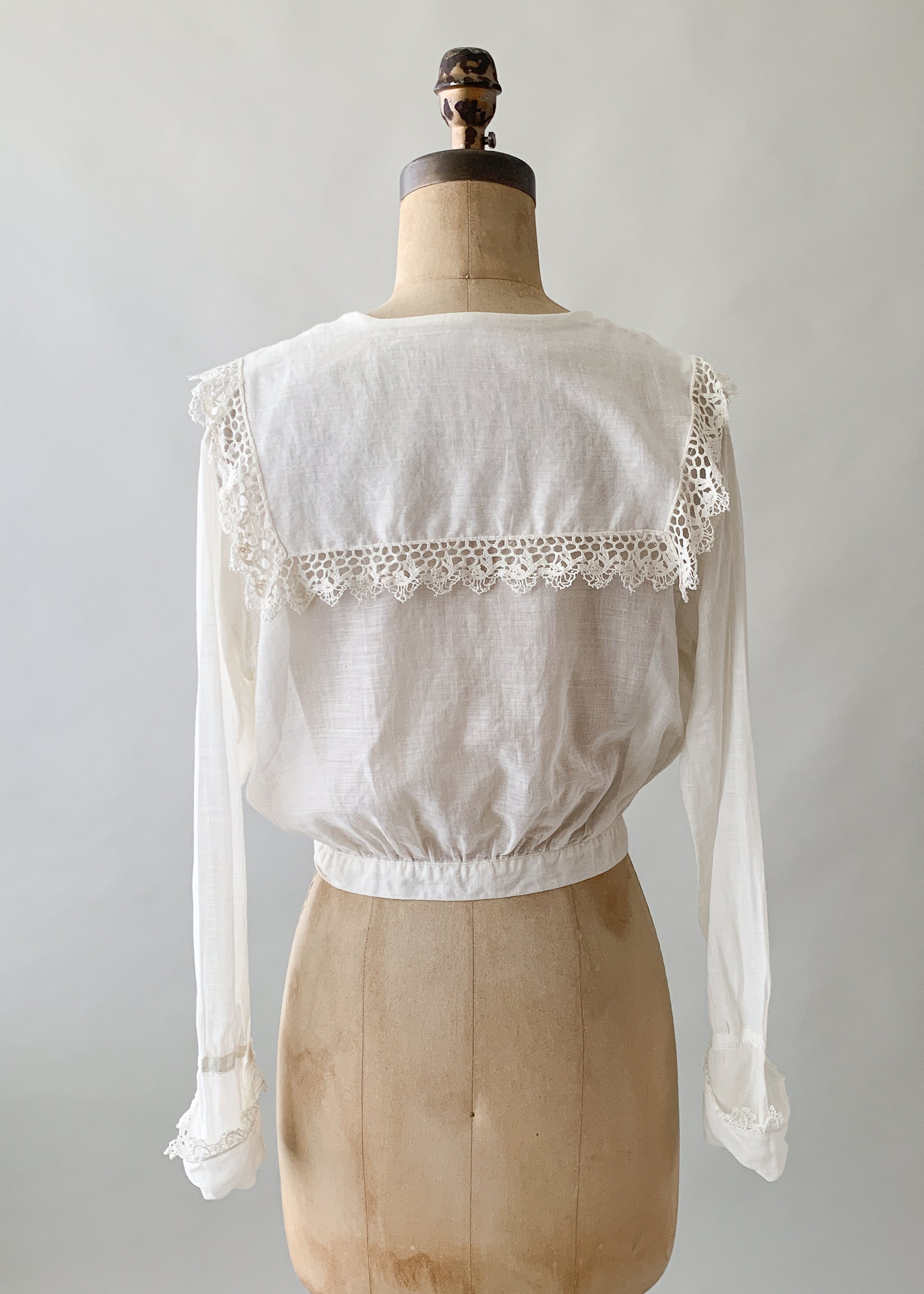 Antique Edwardian Embroidered Cotton Blouse - Raleigh Vintage