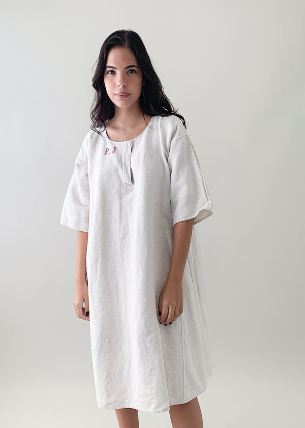 Antique French Linen Dress - Raleigh Vintage