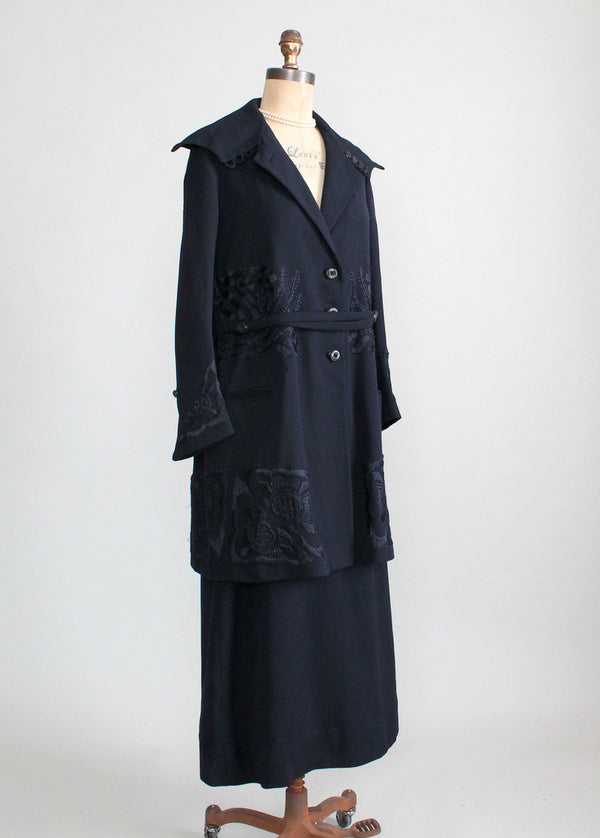 Vintage Early 1920s Navy Wool Walking Suit - Raleigh Vintage