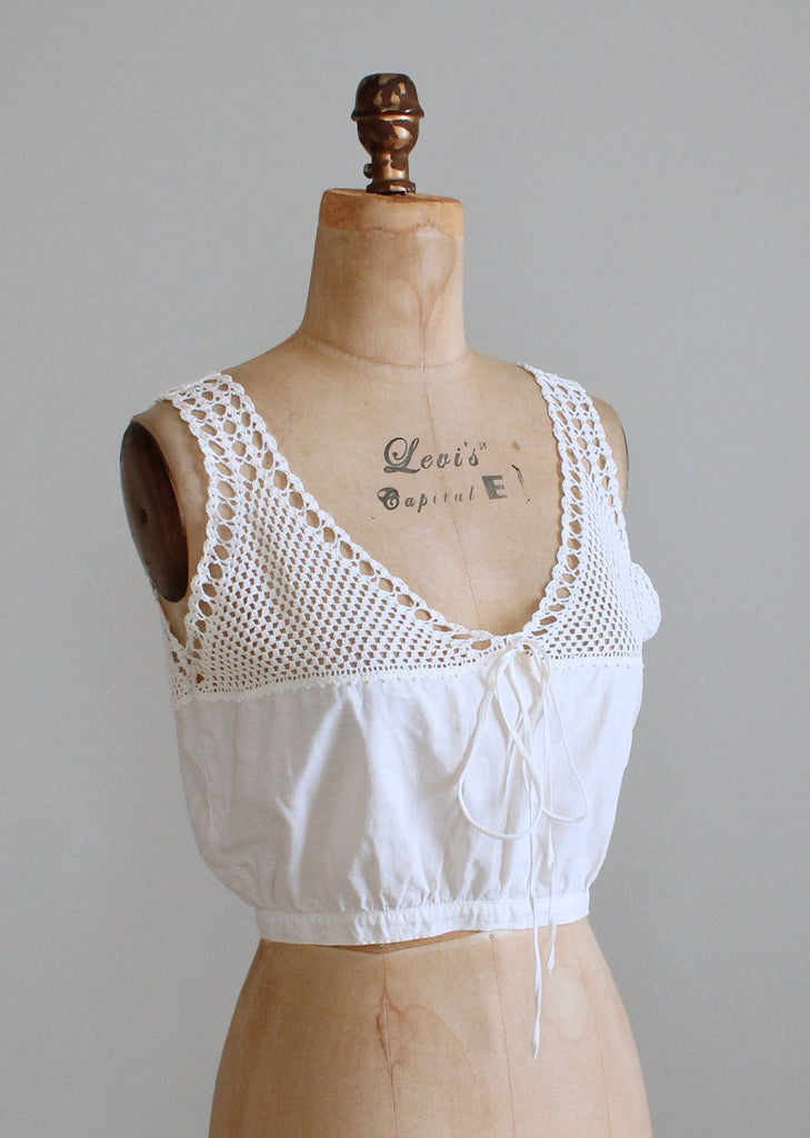 Vintage Edwardian Cotton and Crochet top Camisole Tank Top | Raleigh ...