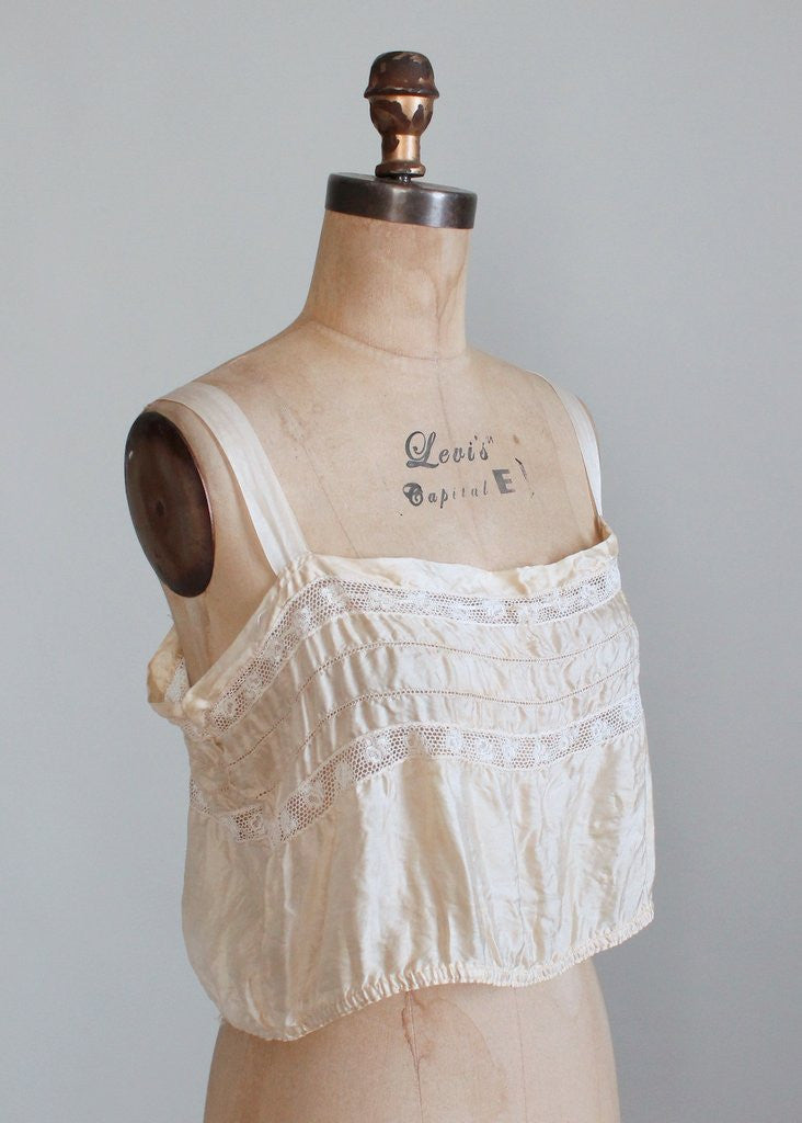 Edwardian Ecru Silk and Lace Camisole Tank Top | Raleigh Vintage