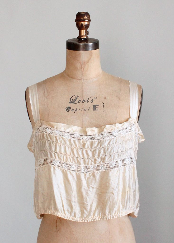 Edwardian Ecru Silk and Lace Camisole Tank Top | Raleigh Vintage