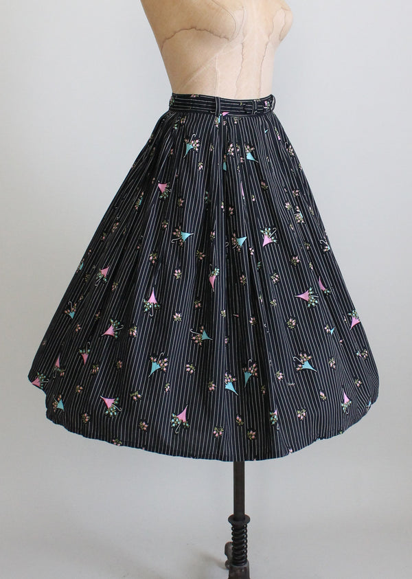 Vintage 1950s Novelty Print Full Skirt Raleigh Vintage
