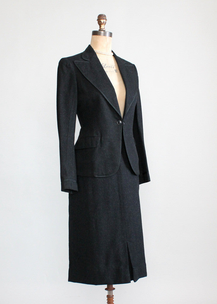 Vintage 1930s Black Tailored Wool Suit | Raleigh Vintage