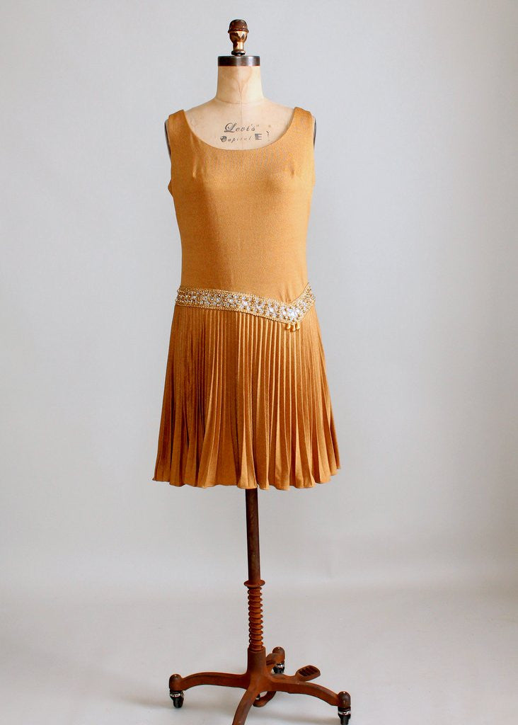 Vintage 1960s Shimmery Bronze MOD Party Dress - Raleigh Vintage