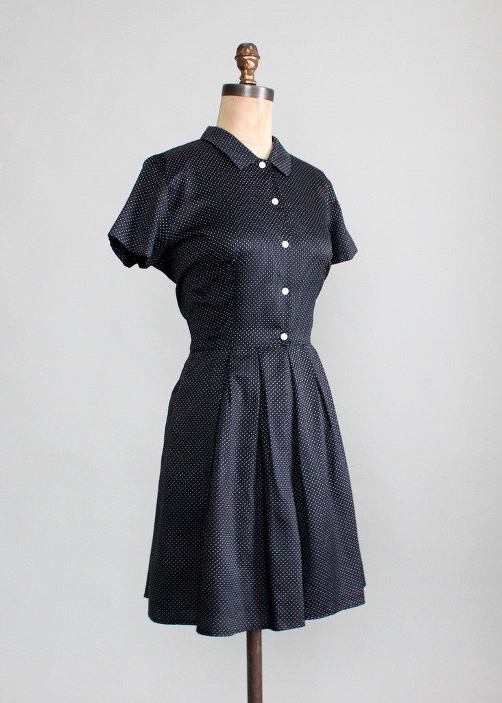 Vintage Black and White Polka Dot Shirtwaist Dress | Raleigh Vintage
