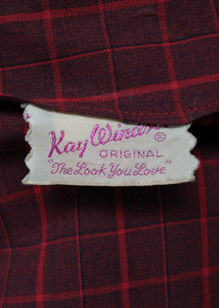 Vintage Late 1940s Kay Windsor Plaid Day Dress | Raleigh Vintage