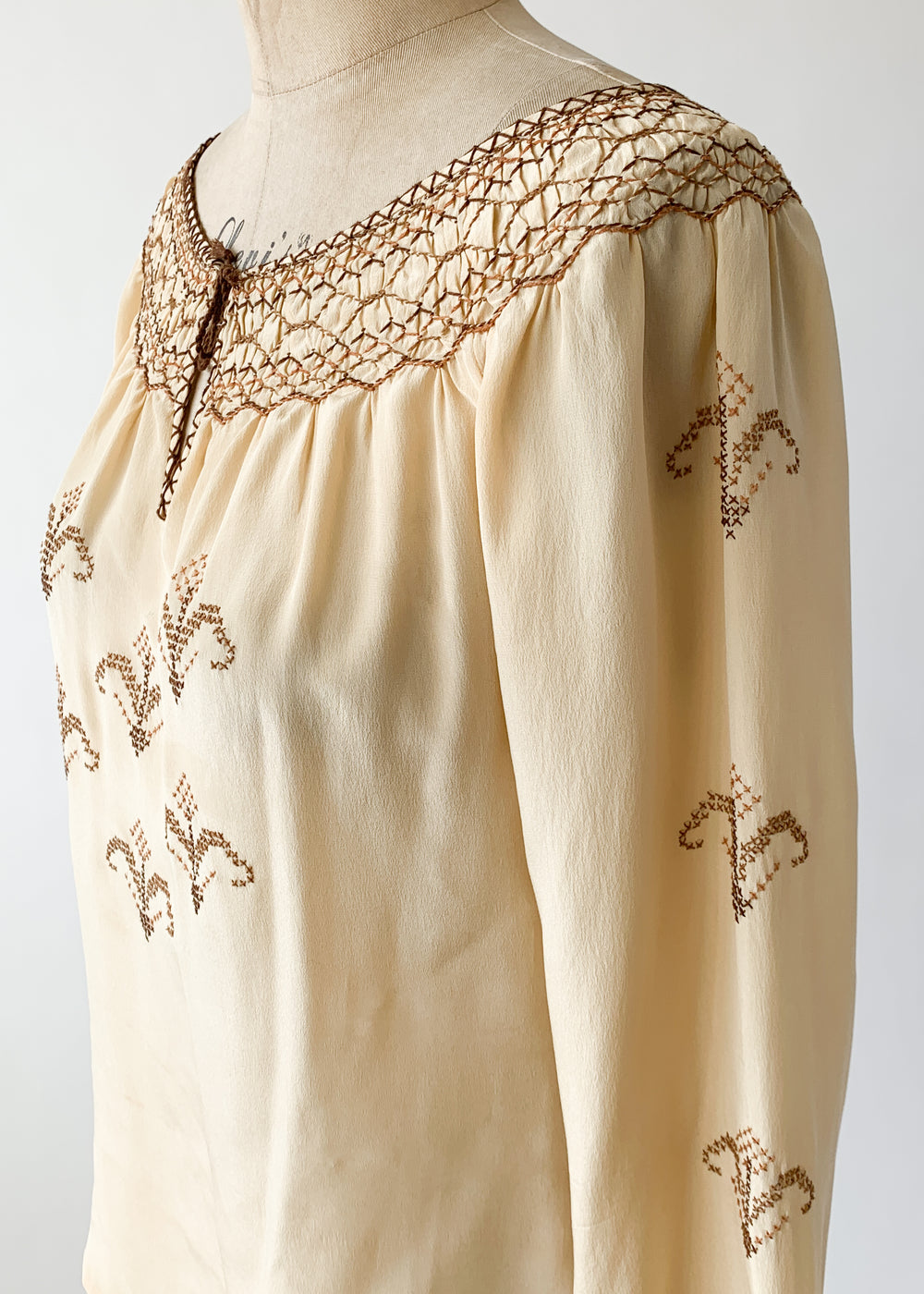 Vintage 1930s Embroidered Silk Blouse - Raleigh Vintage