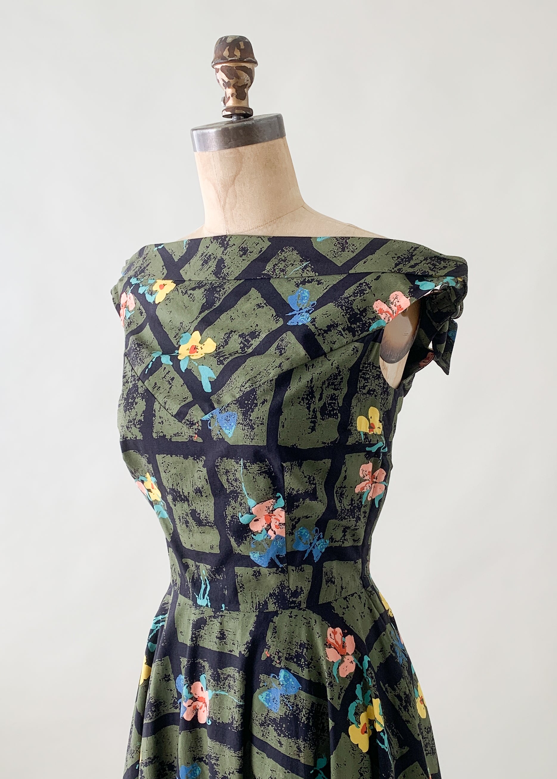 Vintage 1950s Floral Cotton Summer Dress - Raleigh Vintage