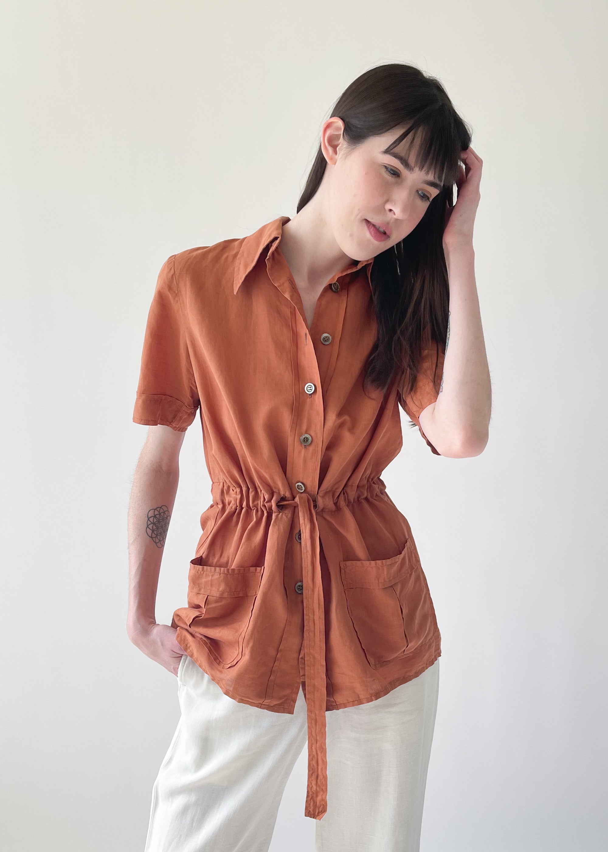 Vintage 1970s Sienna Belted Safari Shirt