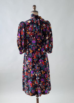 Vintage 1980s Yves Saint Laurent Silk Floral Dress - Raleigh Vintage