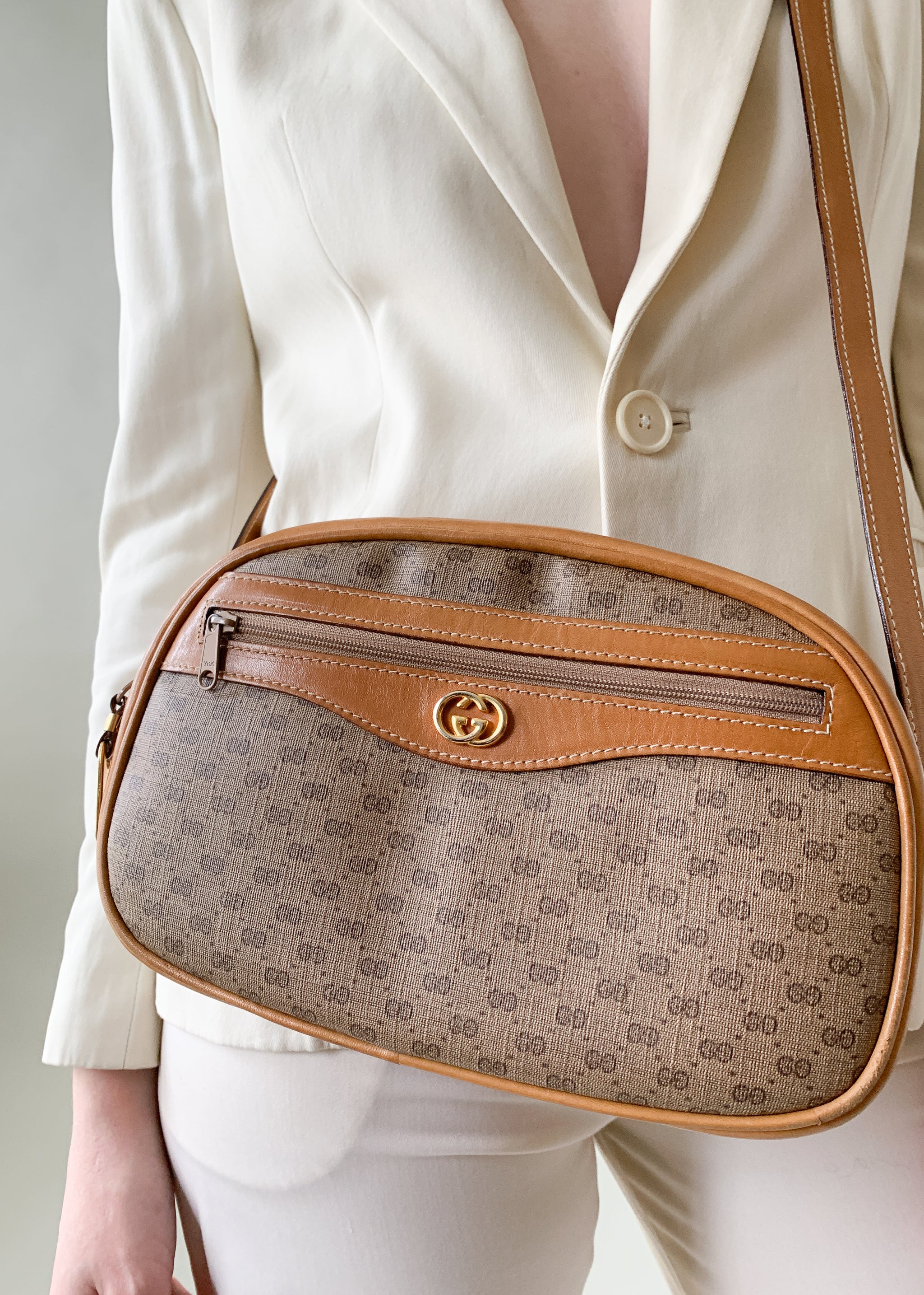 Vintage 1980s Gucci Tan Monogram 