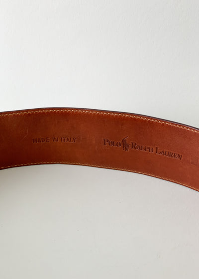 Vintage Ralph Lauren Brass Eagle Leather Belt - Raleigh Vintage