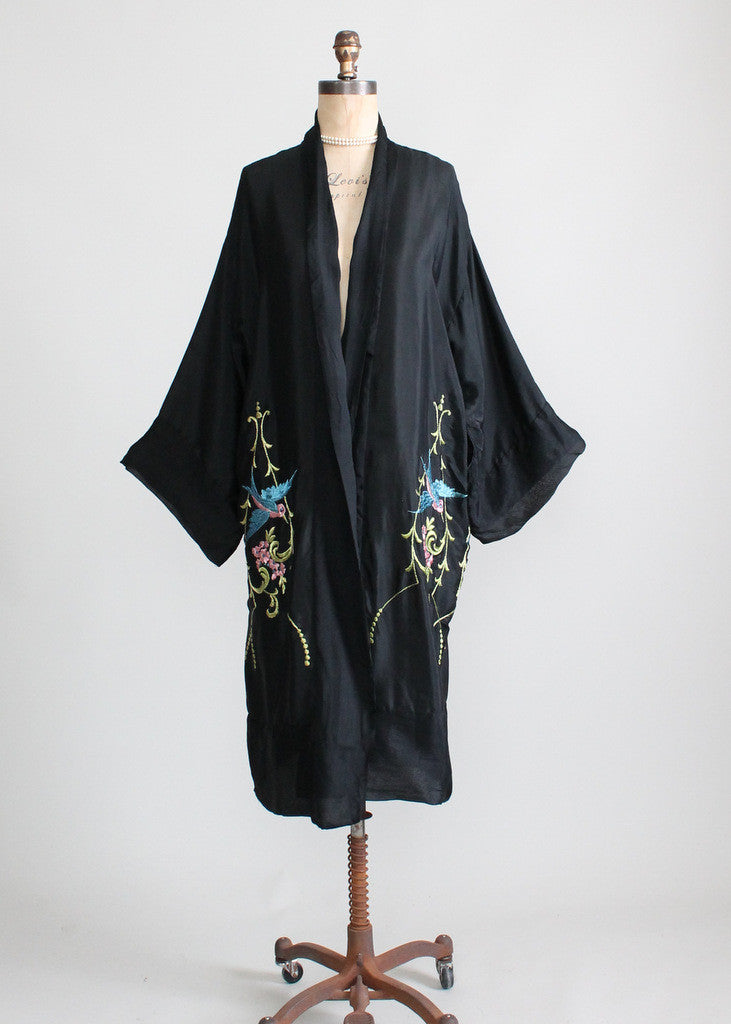 Vintage 1920s Silk Embroidered Kimono Robe - Raleigh Vintage