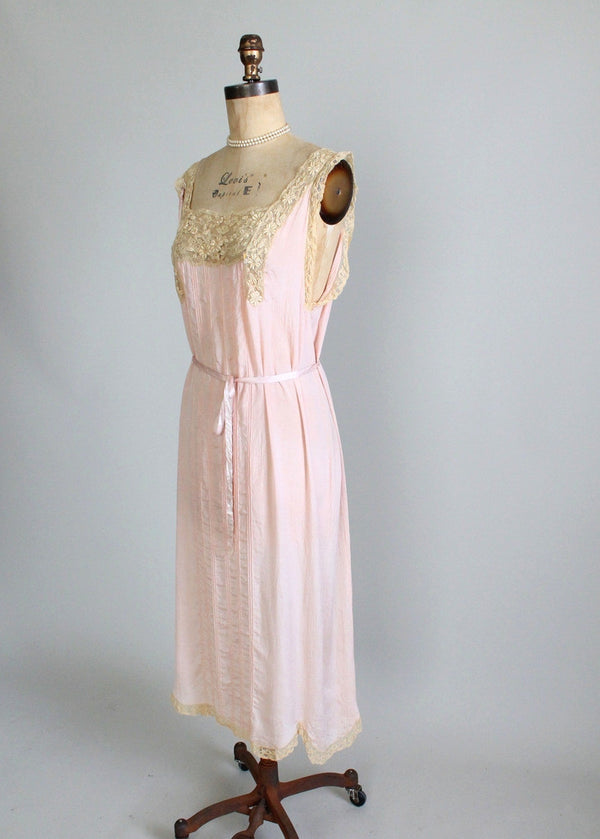 Vintage 1920s Silk and Lace Nightgown - Raleigh Vintage