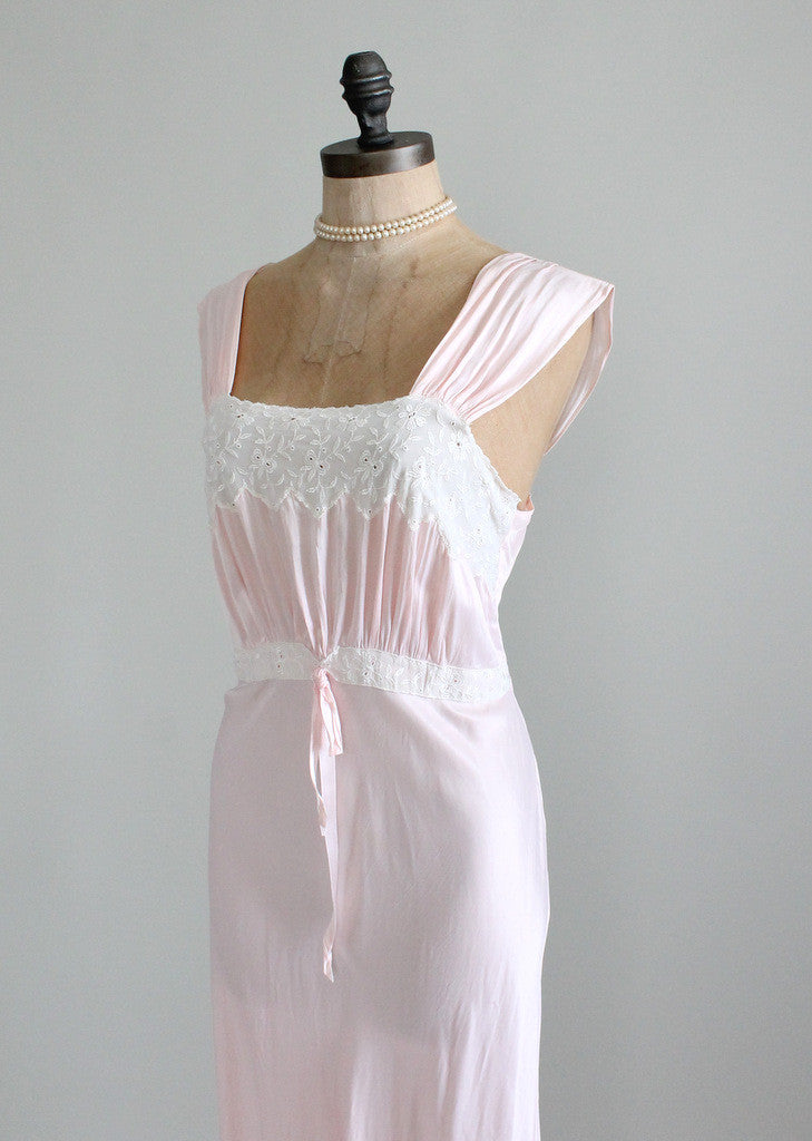 Vintage 1940s Pink Rayon And Lace Nightgown Raleigh Vintage