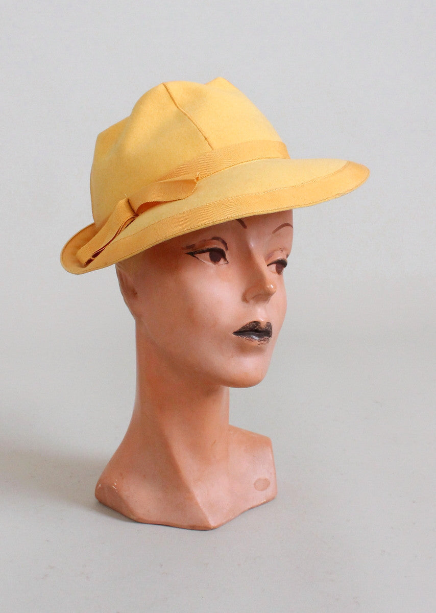 Vintage 1940s Yellow Fedora Hat - Raleigh Vintage