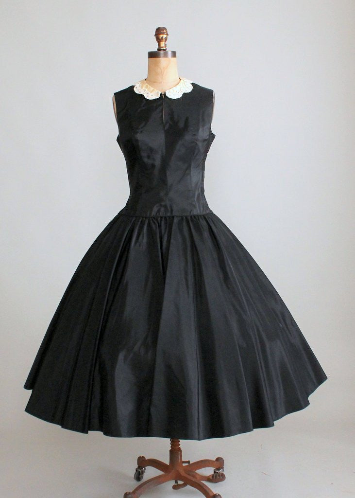 Vintage Early 1950s Black Taffeta Halter Dress with Jacket | Raleigh ...