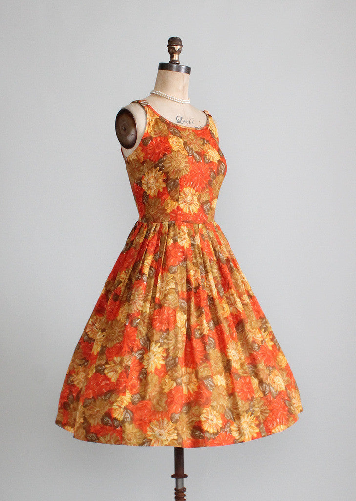 Vintage Early 1960s Autumn Flowers Sundress | Raleigh Vintage