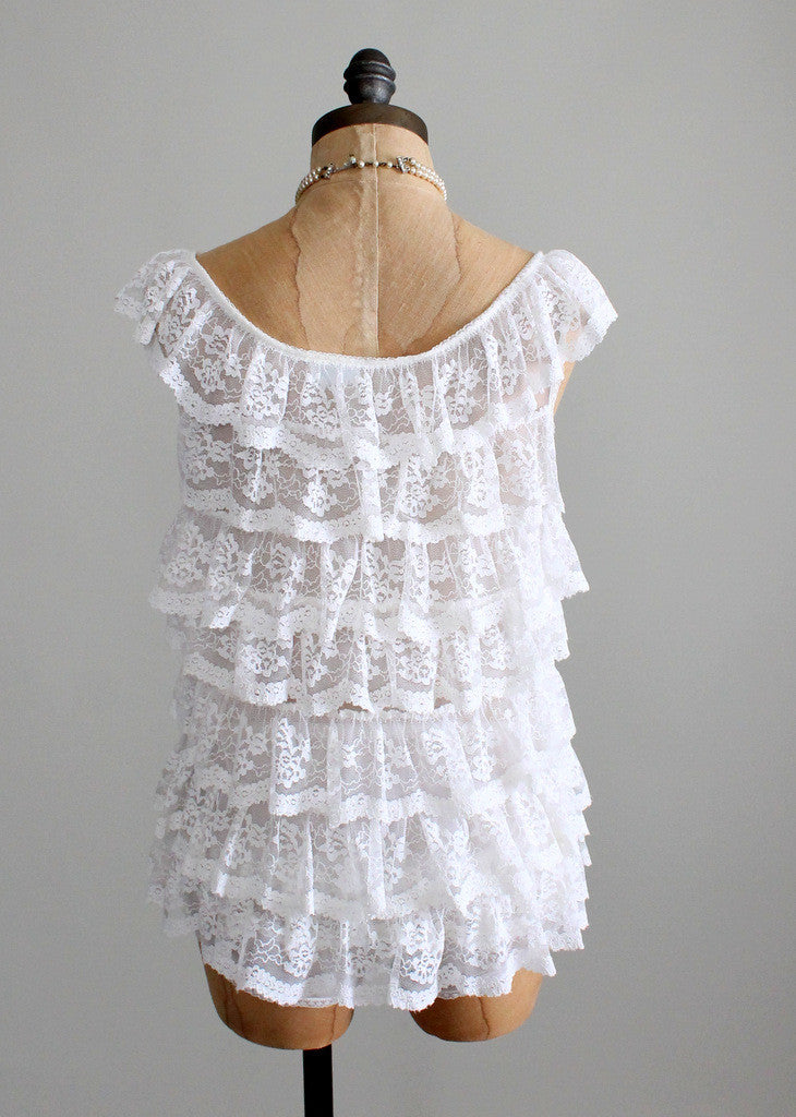 Vintage 1960s White Lace Ruffle Nightie and Bloomers | Raleigh Vintage